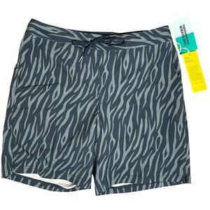 Fair Harbor Mens The Ozone 8" Swim Trunks Hybrid Dark Denim Tiger Large - $72